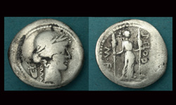 P. Clodius, Denarius, Apollo with Diana Lucifera reverse